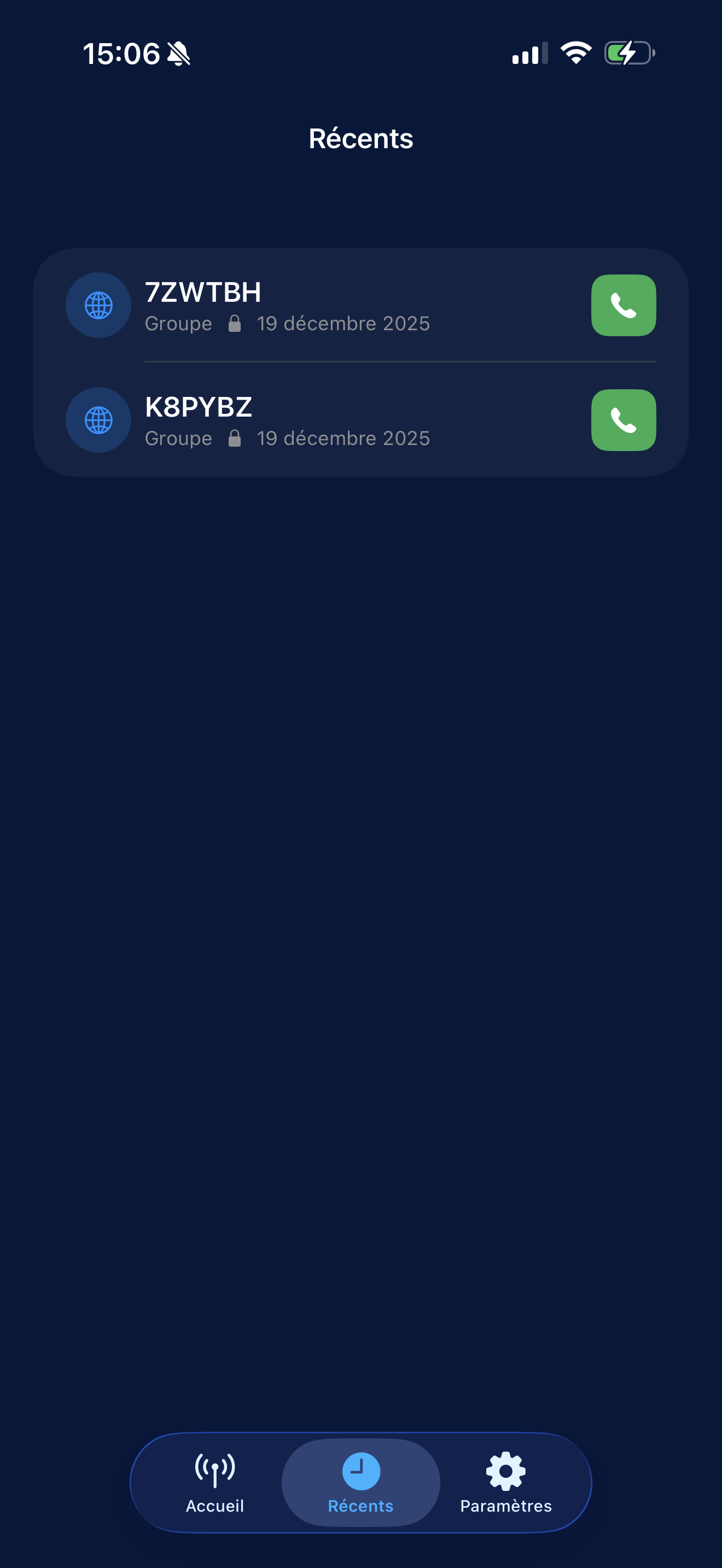 Historique des groupes